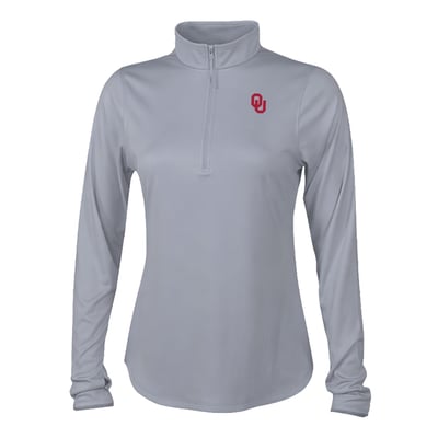  Oklahoma Sooners Columbia Women's Fairway Breeze Quarter-Zip Pullover - Gray