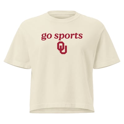 Oklahoma Sooners Comfort Colors Women's Go Sports Cropped T-Shirt - Cream