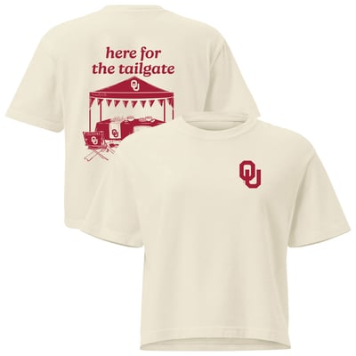 Oklahoma Sooners Comfort Colors Women's Here For The Tailgate Cropped T-Shirt - Cream