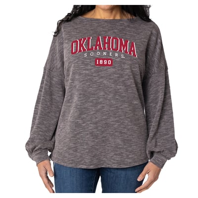 Oklahoma Sooners Flying Colors Apparel Women's Josie Balloon Sleeve Long Sleeve Tunic T-Shirt - Black
