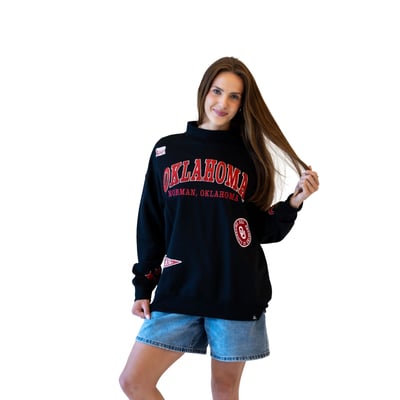 Oklahoma Sooners Gameday Social Women's Patch Mockneck Sweatshirt - Black
