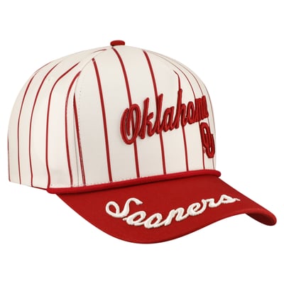 Oklahoma Sooners Gameday Social Women's Pinstripe Script Five-Panel Rope Adjustable Hat - White
