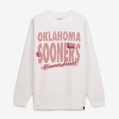 Oklahoma Sooners Gameday Social Women's Striped Patch Sweatshirt - White
