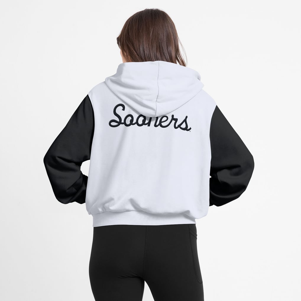 M Block Code Jordan Brand Oklahoma Sooners Women's White Cropped Color-Block Script ...