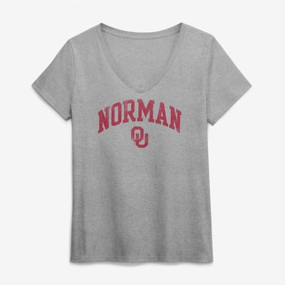 Oklahoma Sooners Logo Athletic Women's Team V-Neck T-Shirt - Gray