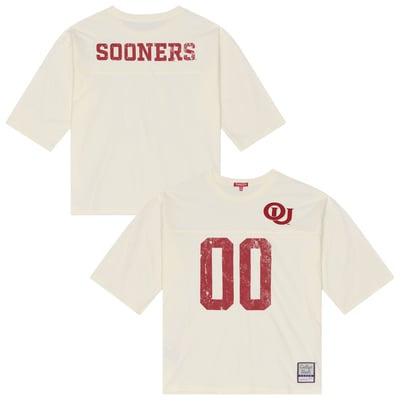 Oklahoma Sooners Mitchell & Ness Women's Retro Roots Oversized 3/4-Sleeve T-Shirt - Cream