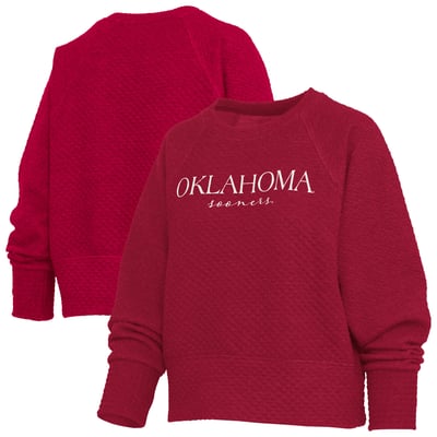 Oklahoma Sooners Pressbox Women's Champagne Nova Quilted Sweatshirt - Crimson