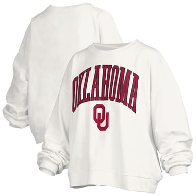 Oklahoma Sooners Pressbox Women's Oversized Janise Arch Over Logo Fleece Sweatshirt - White