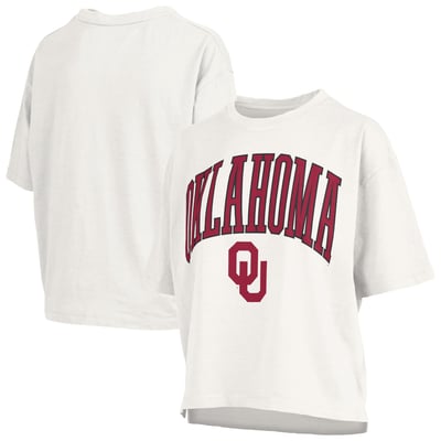 Oklahoma Sooners Pressbox Women's Oversized Nelson Arch Over Logo Slub T-Shirt - White