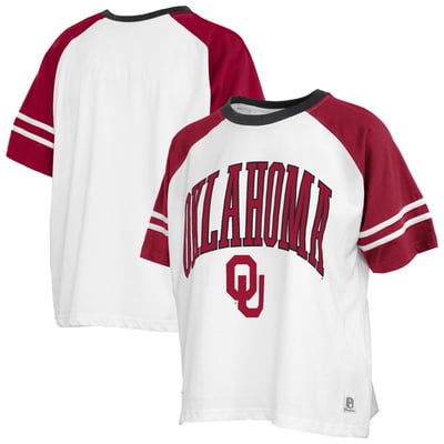  Oklahoma Sooners Pressbox Women's Sky Colorblock Slub T-Shirt - White