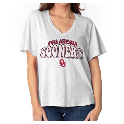  Oklahoma Sooners Women's Fawn Flutter Sleeve T-Shirt - White