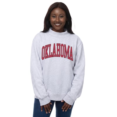 Oklahoma Sooners ZooZatz Women's Team Arch Mock Neck Sweatshirt - Gray