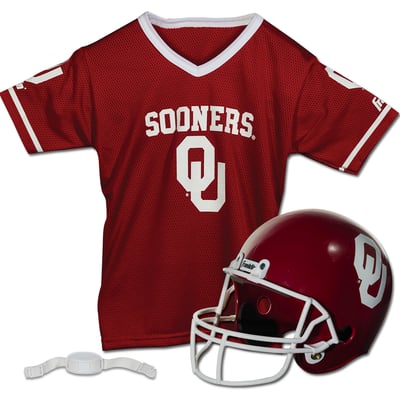Oklahoma Sooners Franklin Sports Youth NCAA Deluxe Helmet & Jersey Set