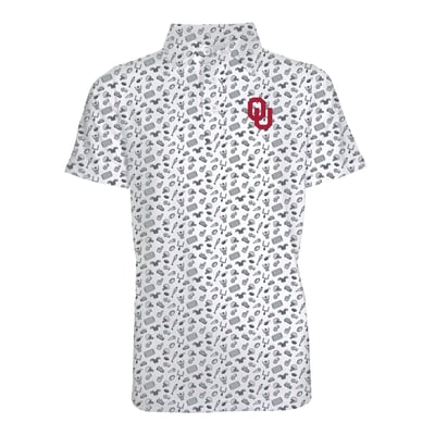 Oklahoma Sooners Garb Youth Tom All-Over Football Print Polo - Gray