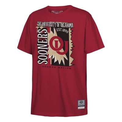  Oklahoma Sooners Mitchell & Ness Youth 90s Retro Poster T-Shirt - Cardinal