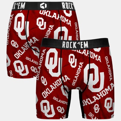  Oklahoma Sooners Rock Em Youth All Over Logo Boxer Briefs - Crimson