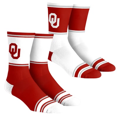  Oklahoma Sooners Rock Em Youth 2-Pack Color Block Crew Socks Set