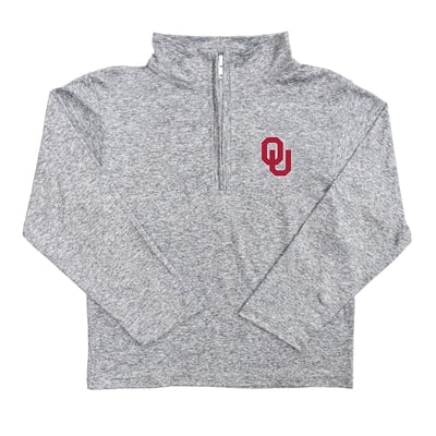  Oklahoma Sooners Vive La Fete Youth Team Logo Quarter-Zip Sweatshirt - Heather Gray