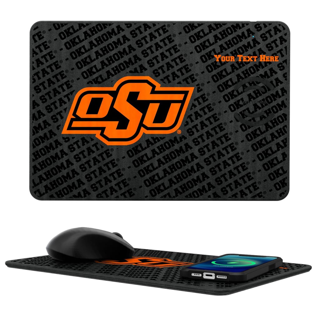 Oklahoma State Cowboys Keyscaper Personalized 15W Fast Wireless Charger and Mouse Pad