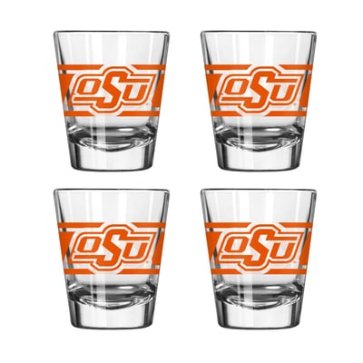 Oklahoma State Cowboys Logo Brands Four-Piece Stripe Shot Glass Set