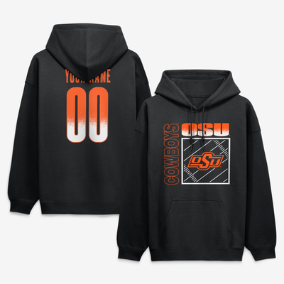 Oklahoma State Cowboys Big & Tall Home Field Pop Personalized Any Name & Number Hoodie - Black