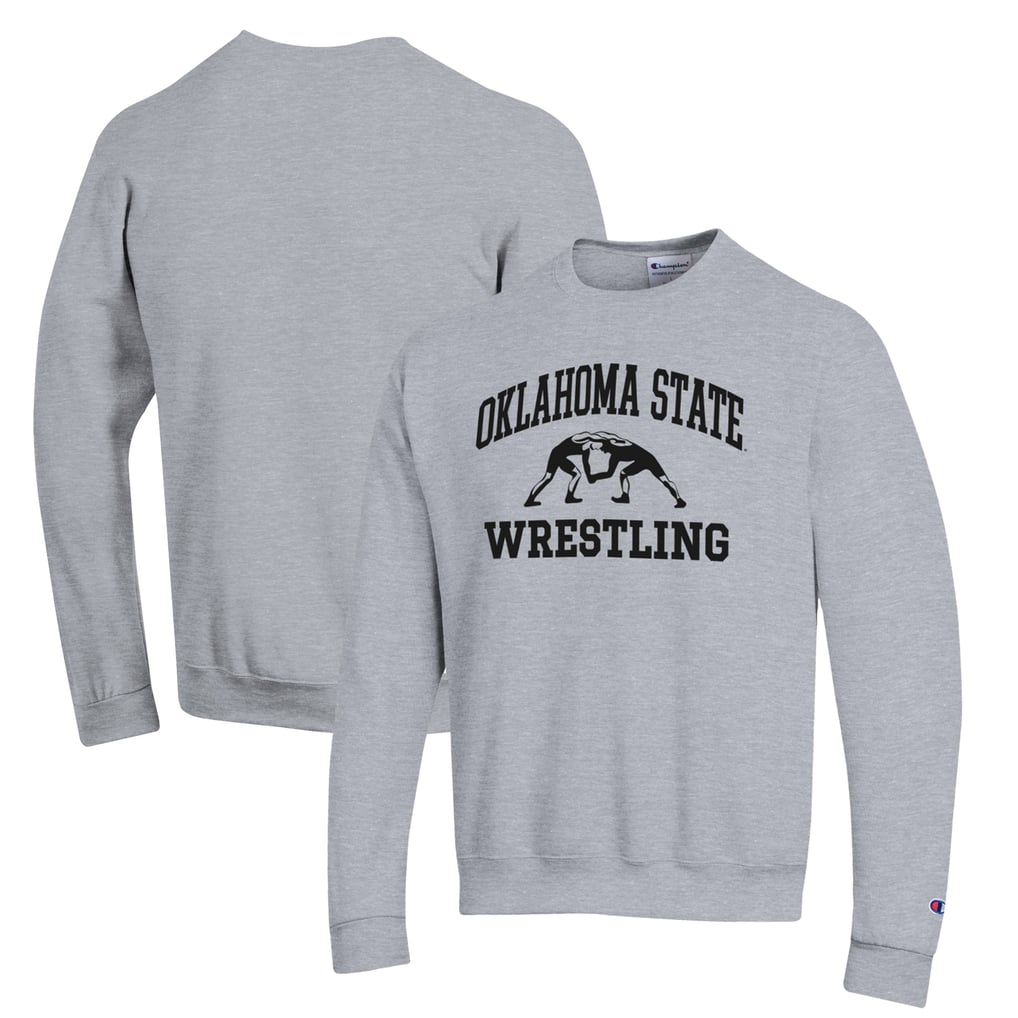 Oklahoma State Cowboys Champion Wrestling Icon Powerblend Pullover Sweatshirt - Gray