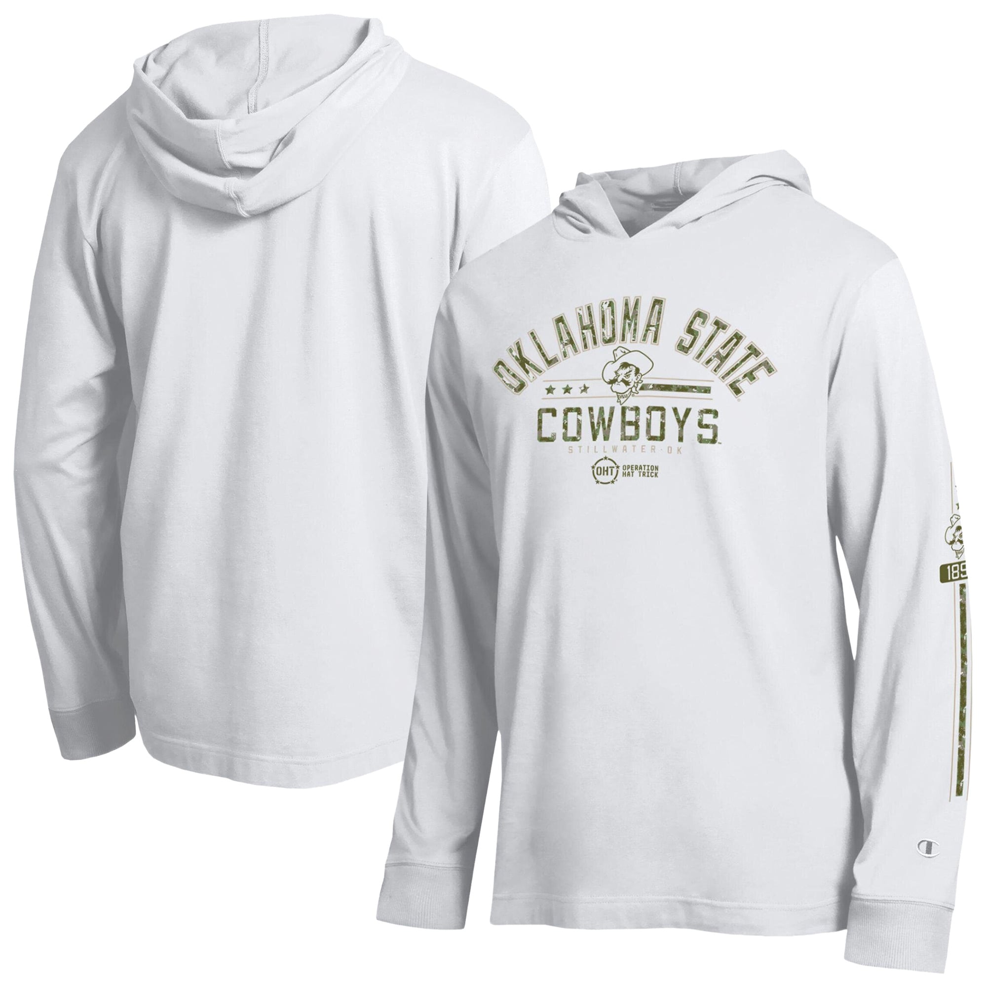Champion Oklahoma State Cowboys White Operation Hat Trick Sleeve Line ...