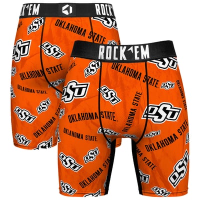  Oklahoma State Cowboys Rock Em All Over Logo Boxer Briefs - Orange