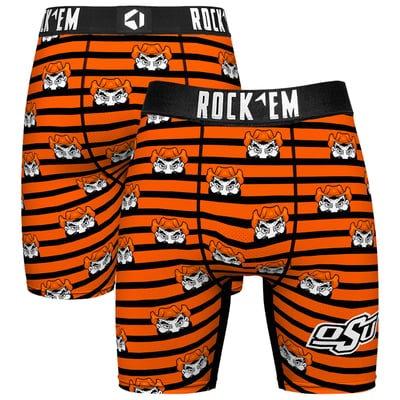  Oklahoma State Cowboys Rock Em Mascot Stripes Boxer Briefs - Orange