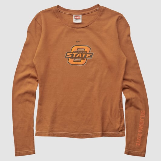 Oklahoma State Cowboys Nike 2000s Long Sleeve T-shirt - Clay - XS by Fanatics Real Vintage