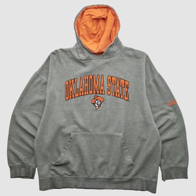 Oklahoma State Cowboys Old Varsity Brand 2000s Hooded Pullover Sweatshirt - Heather Gray - XL by Fanatics Real Vintage