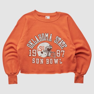 Oklahoma State Cowboys Signal 1987 Pullover Sweatshirt - Orange - XS by Fanatics Real Vintage