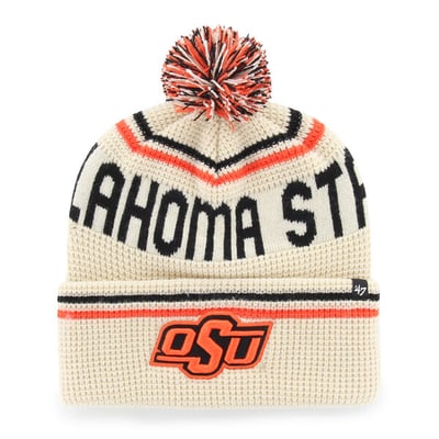  Oklahoma State Cowboys '47 Unisex Quattrle Waffle Cuffed Knit Hat with Pom - Cream