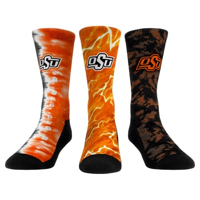 Oklahoma State Cowboys Rock Em Unisex Team Tones Three-Pack Crew Socks
