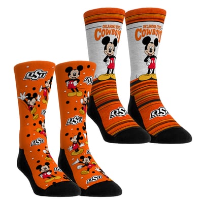  Oklahoma State Cowboys Rock Em Unisex Mickey Mouse Two-Pack Crew Socks Set - Orange