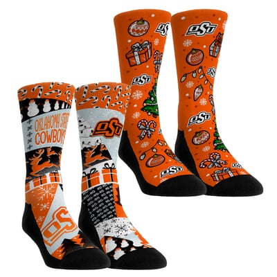 Oklahoma State Cowboys Rock Em Socks Unisex Holiday Remix Crew Socks Two-Pack