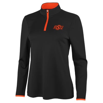 Oklahoma State Cowboys Antigua Women's Brink Quarter-Zip Pullover - Black/Orange