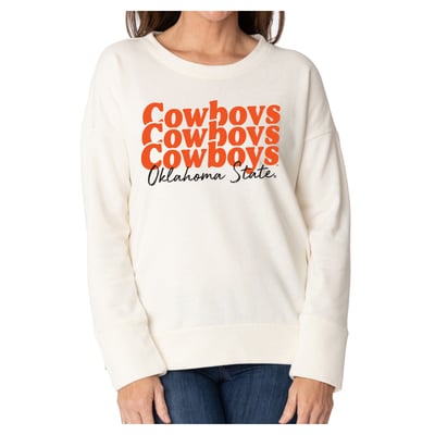 Oklahoma State Cowboys Flying Colors Apparel Women's Marly Side Split Sweatshirt - Cream
