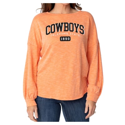 Oklahoma State Cowboys Flying Colors Apparel Women's Josie Balloon Sleeve Long Sleeve Tunic T-Shirt - Orange
