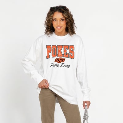 Oklahoma State Cowboys Gameday Couture Women's Sweet Spot Oversized Long Sleeve T-Shirt - White
