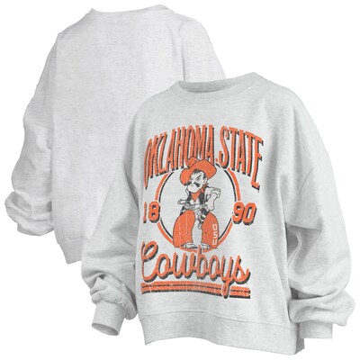 Oklahoma State Cowboys Pressbox Women's Oversized Bravo Melange Janise Sweatshirt - Heather Gray