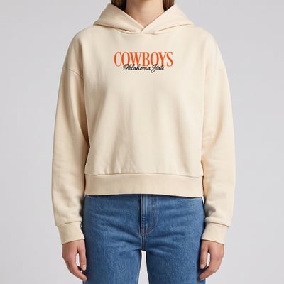 Oklahoma State Cowboys Uscape Apparel Women's Timeless Twist Cropped Washed Hoodie - Cream