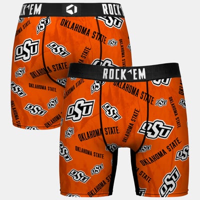  Oklahoma State Cowboys Rock Em Youth All Over Logo Boxer Briefs - Orange