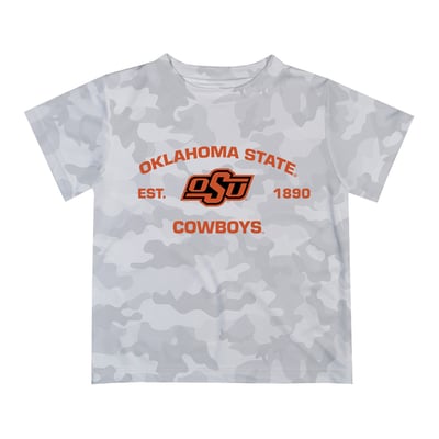  Oklahoma State Cowboys Vive La Fete Youth Est. Date Camo T-Shirt - Gray