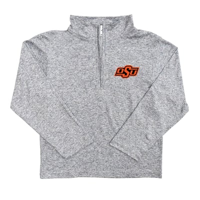  Oklahoma State Cowboys Vive La Fete Youth Team Logo Quarter-Zip Sweatshirt - Heather Gray