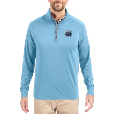  Old Dominion Monarchs Cutter & Buck Soft Knit Stretch Raglan Quarter-Zip Pullover - Light Blue