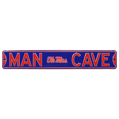 Ole Miss Rebels 6" x 36" Man Cave Steel Street Sign - Blue