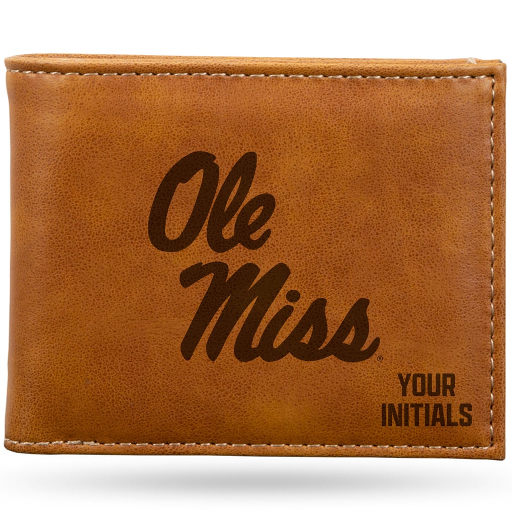 Ole Miss Rebels Personalized Billfold Wallet - Brown