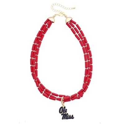 Ole Miss Rebels CANVAS Style Three-Row Beaded Necklace
