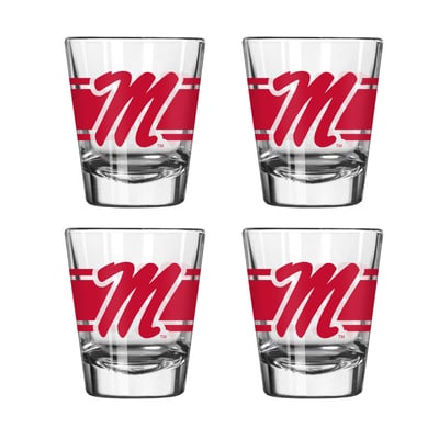 Ole Miss Rebels Logo Brands Four-Piece Stripe Shot Glass Set